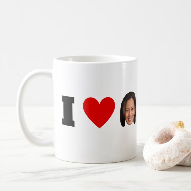 I Heart Kamala Harris  Coffee Mug (With Donut)