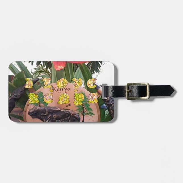 I (Heart) Kenya Buffalo Patch/Print Luggage Tag (Front Horizontal)