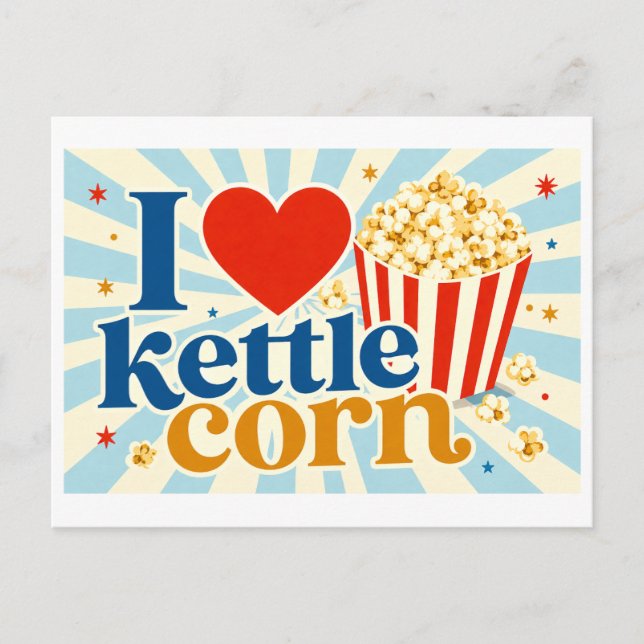 "I [Heart] Kettle Corn" Postcard (Front)