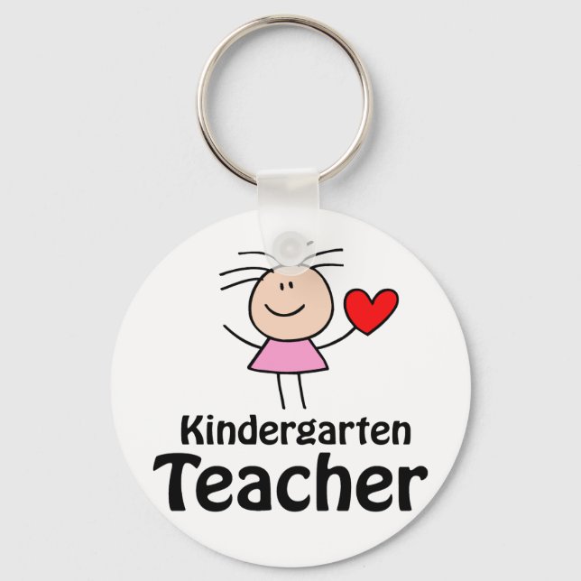 I Heart Kindergarten Teacher Key Ring (Front)