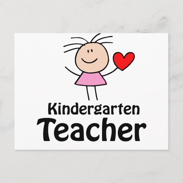 I Heart Kindergarten Teacher Postcard (Front)