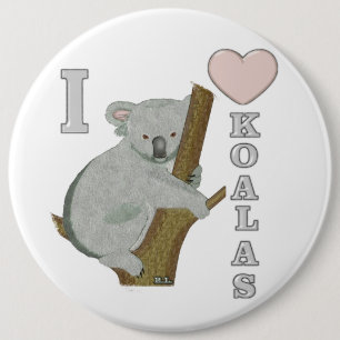 I Heart Koalas Fuzzy Animals 6 Cm Round Badge