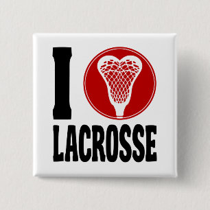 I Heart Lacrosse 15 Cm Square Badge