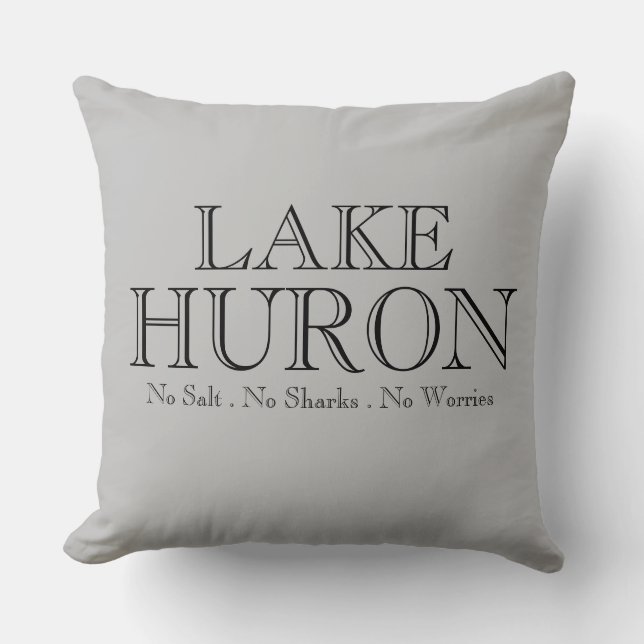 I heart LAKE HURON, Great Lake design Cushion (Front)