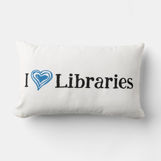 I [Heart] Libraries (black/blue) Lumbar Cushion (Front)
