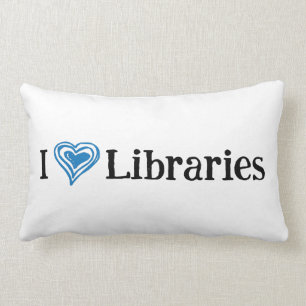 I [Heart] Libraries (black/blue) Lumbar Cushion