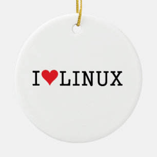 I Heart Linux 2 Ceramic Tree Decoration