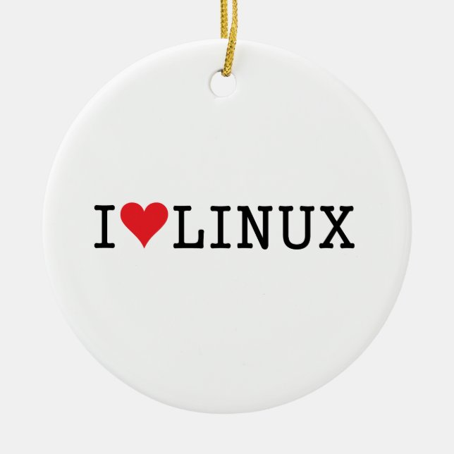 I Heart Linux 2 Ceramic Tree Decoration (Front)
