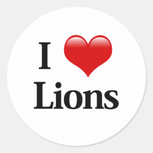 I Heart Lions Classic Round Sticker