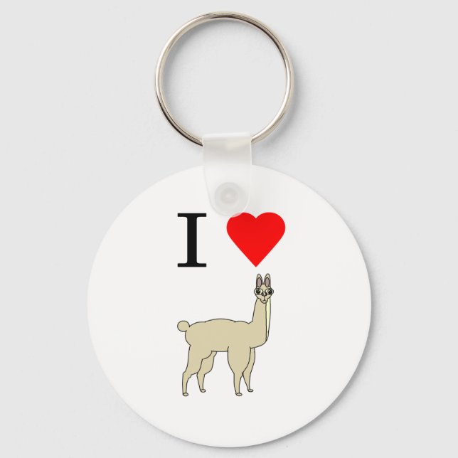 i heart llama key ring (Front)