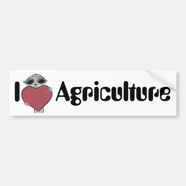 I Heart Love Agriculture Alien Bumper Sticker (Front)