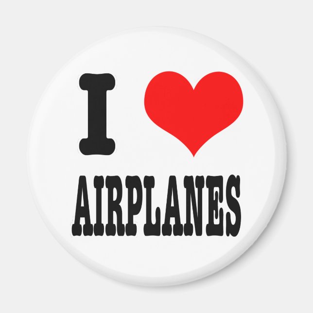 I HEART (LOVE) AIRPLANES MAGNET (Front)