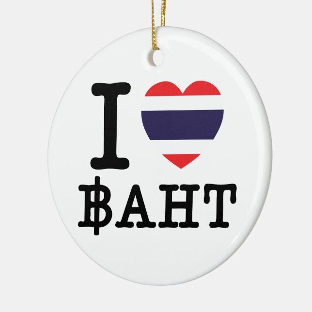 I Heart (Love) Baht Ceramic Tree Decoration (Left)