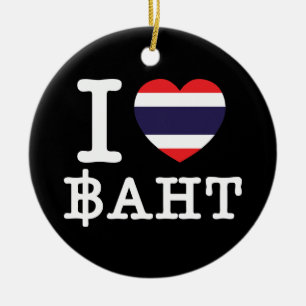 I Heart (Love) Baht Ceramic Tree Decoration