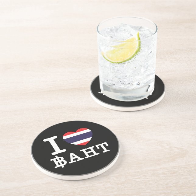 I Heart (Love) Baht Coaster (Side)