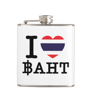 I Heart (Love) Baht Hip Flask
