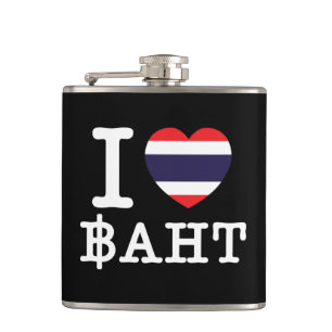 I Heart (Love) Baht Hip Flask