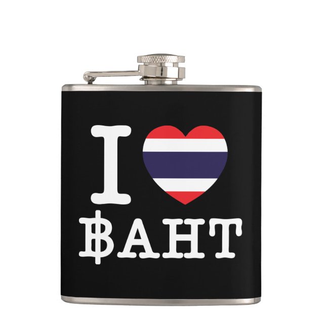 I Heart (Love) Baht Hip Flask (Front)