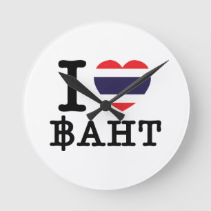 I Heart (Love) Baht Round Clock