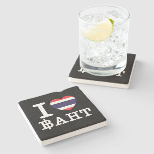 I Heart (Love) Baht Stone Coaster