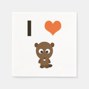 I heart (love)  Beavers Napkin