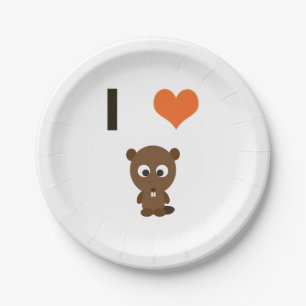 I heart (love)  Beavers Paper Plate