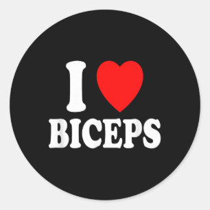I Heart (love) Biceps Gym Muscles Lifting Arms Fle Classic Round Sticker