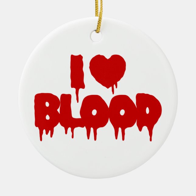 I HEART [LOVE] BLOOD CERAMIC TREE DECORATION (Front)