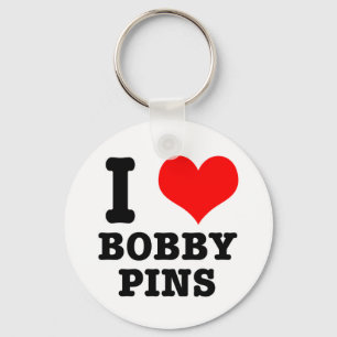I HEART (LOVE) BOBBY PINS KEY RING