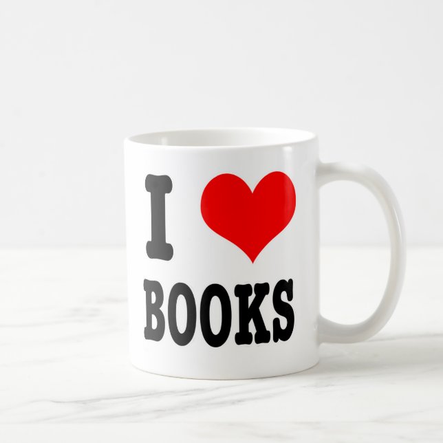 I HEART (LOVE) BOOKS COFFEE MUG (Right)