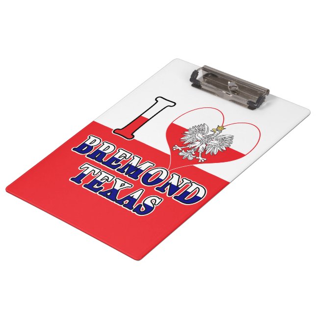 I Heart Love Bremond Texas Clipboard (Angled)