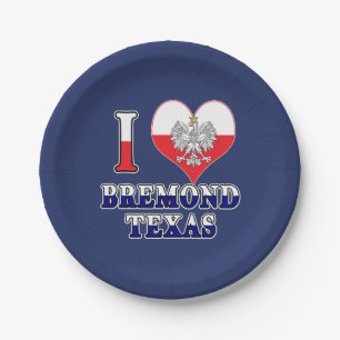 I Heart Love Bremond Texas Paper Plate