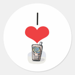 I Heart (Love) Cell Phones  Classic Round Sticker
