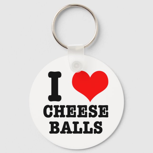 I HEART (LOVE) CHEESE BALLS KEY RING (Front)