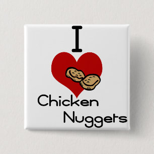 I heart-love chicken nuggets 15 cm square badge