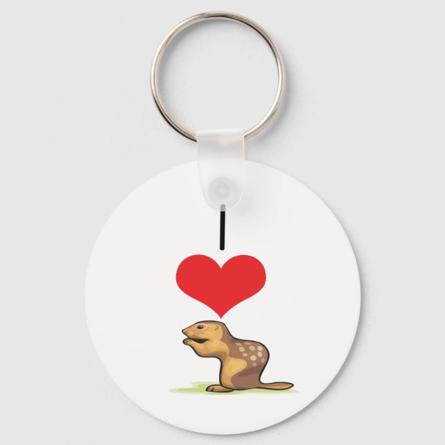 I Heart (Love) Chipmunks Key Ring (Front)