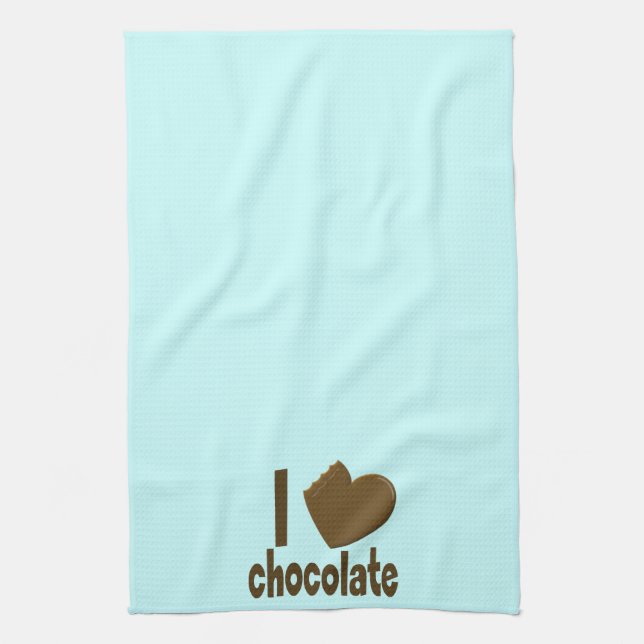 I Heart Love Chocolate Tea Towel (Vertical)