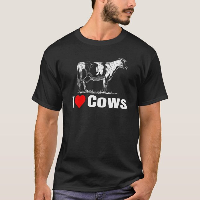 I Heart Love Cows T-Shirt (Front)