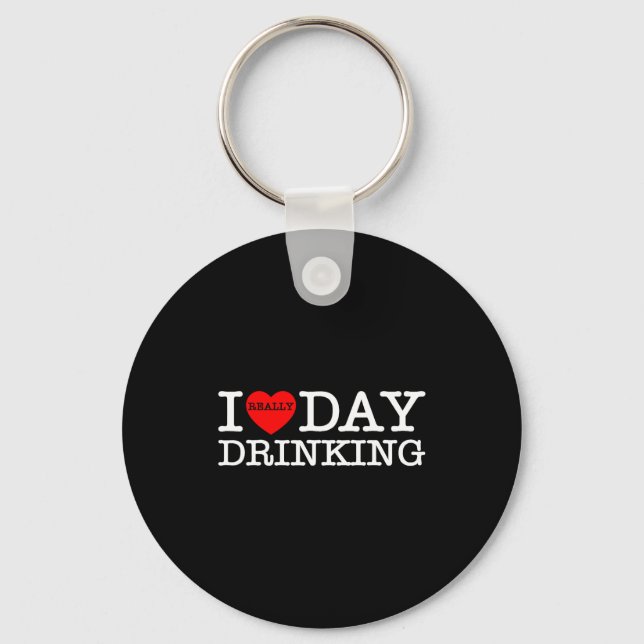 I Heart Love Day Drinking Party Funny Barbecue Fam Key Ring (Front)