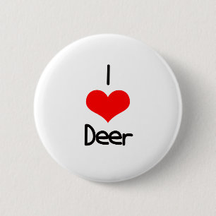 I Heart (Love) Deer 6 Cm Round Badge