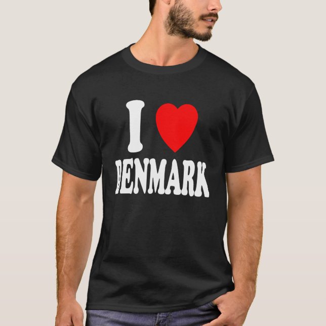 I Heart Love Denmark Travel Vacation Tourism Home T-Shirt (Front)