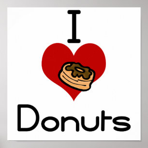 I heart-love doughnut poster