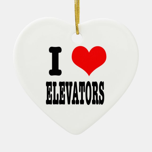 I HEART (LOVE) elevators Ceramic Tree Decoration (Front)