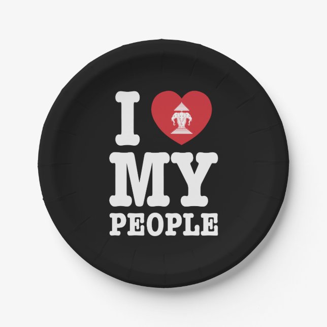 I Heart (Love) Erawan My Lao People Paper Plate (Front)