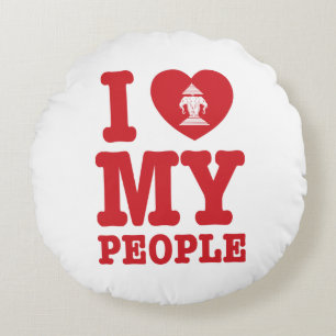 I Heart (Love) Erawan My Lao People Round Cushion