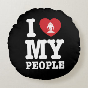 I Heart (Love) Erawan My Lao People Round Cushion