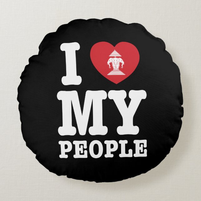 I Heart (Love) Erawan My Lao People Round Cushion (Front)