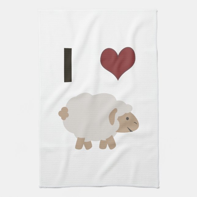 I heart (love) Ewe (you) Tea Towel (Vertical)
