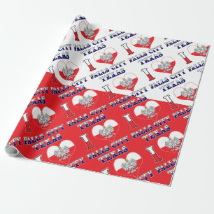 I Heart Love Falls City Texas Wrapping Paper