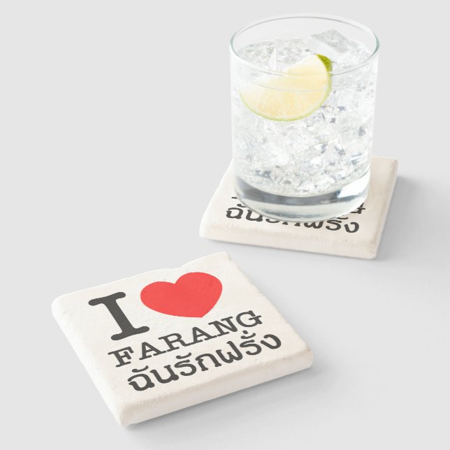 I Heart (Love) Farang Stone Coaster (Side)
